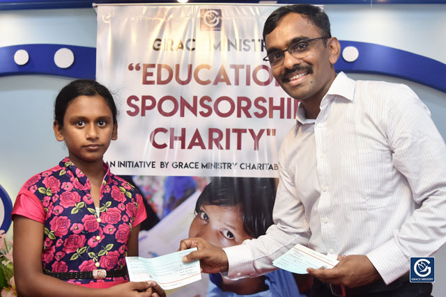 Grace Ministry Inaugurates Free Monthly Education scholarship for 25 needy and poor students at Prayer Center, Mangalore here on Sunday, April 14.